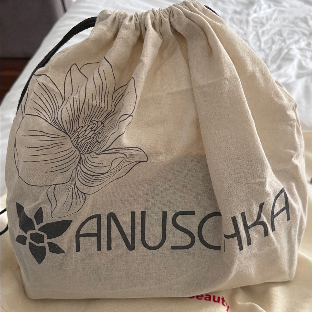 Anuschka Floral Beige Drawstring Bag